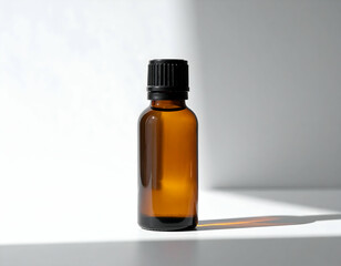 Medicine bottle with glass and needle isolated on white background