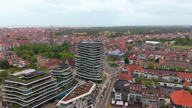 Forward Drone Flight Around Modern Penthouse Tower in Knokke | FlyLens 4K