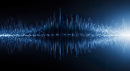 Abstract blue light wave visualization with vibrant, dynamic energy signals