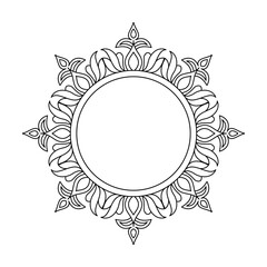 Artistic Maze Circles Mandala in Black and White Coloring Book Page