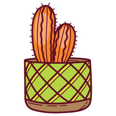 Colorful Hand Drawn Cute Cactus