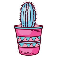 Colorful Hand Drawn Cute Cactus