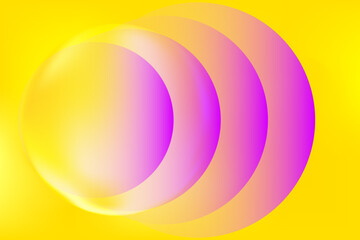 Abstract 3D glowing golden yellow sphere, light blurred gradient background with copy space, geometric purple gradient shape design for corporate business, digital technology poster or presentation