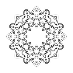 Dreamy Abstract Universe Mandala in Black and White Coloring Book Page