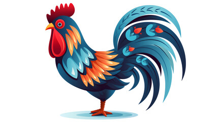 Fototapeta premium Barcelos Rooster Cartoon Vector Illustration Isolated on White Background