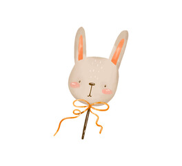 Bunny lollipop. Hand drawn watercolor illustration
