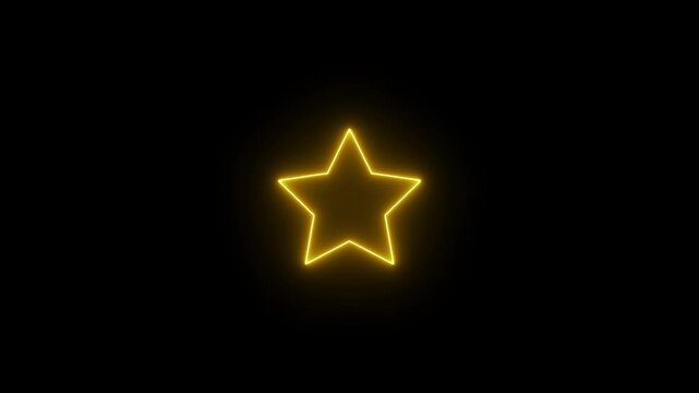 Neon light star frame loading icon background. Glowing neon star icon sign animation. neon lights line star background.