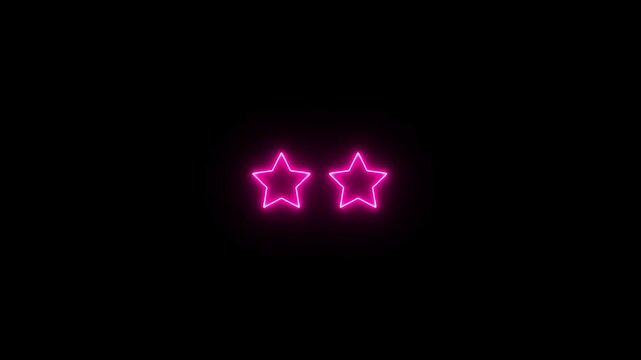 neon tow star rating icon animated video ,animation video isolated on alpha channel background.