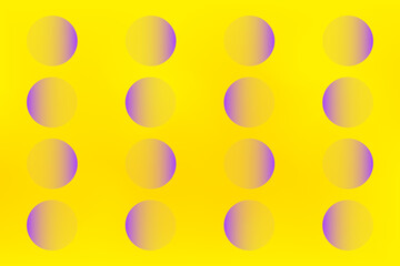 Abstract yellow futuristic background with geometric purple gradient circles texture. Elegant digital technology backdrop for corporate business presentation