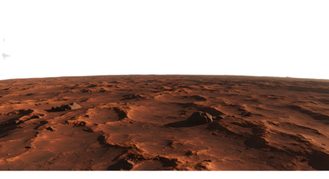 Martian Landscape Aerial View on Transparent Background
