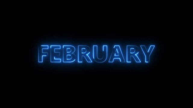 Abstract glowing February month text neon light effect animation. month of may Effect Symbol with black background..
