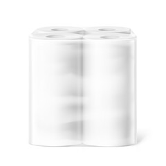 Set of paper towels, rolls in film mockup. Vector illustration isolated on white background. Can be use for template your design, presentation, promo, ad. EPS10.