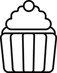 Cupcake outline icon – vector sweet dessert illustration
