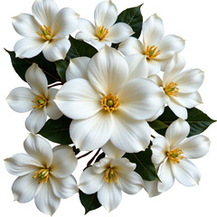 White flower bouquet with soft petals and yellow stamens creating delicate and elegant natural arrangement