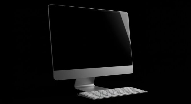 Sleek modern desktop computer minimalist design perfect for your tech projects dark background elegant feel