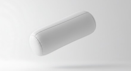 Floating White Cylinder Pillow on White Background