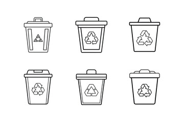 recycling bin icon line art vector illustration
