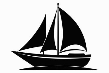 sailboat silhouette line art vector illustration with a white background