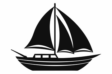 sailboat silhouette line art vector illustration with a white background