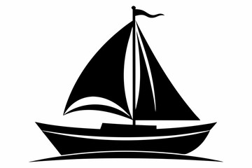 sailboat silhouette line art vector illustration with a white background