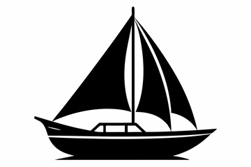 sailboat silhouette line art vector illustration with a white background