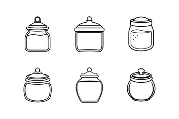 sugar jar line art vector illustration