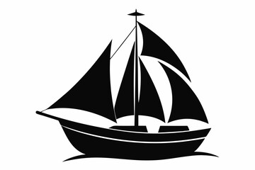 sailboat silhouette line art vector illustration with a white background
