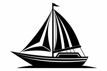 sailboat silhouette line art vector illustration with a white background
