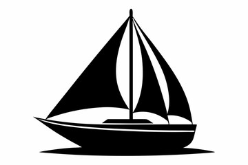 sailboat silhouette line art vector illustration with a white background