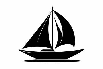 sailboat silhouette line art vector illustration with a white background