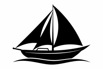 sailboat silhouette line art vector illustration with a white background