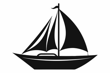 sailboat silhouette line art vector illustration with a white background