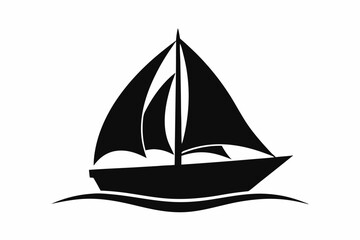 sailboat silhouette line art vector illustration with a white background
