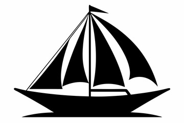 sailboat silhouette line art vector illustration with a white background