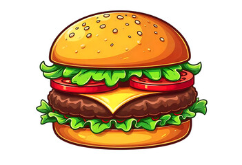 Juicy Cheeseburger A Delicious Fast Food Illustration