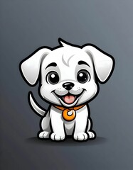 A Smiling Cartoon Puppy With Big Eyes and an Orange Collar