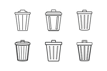trash can line art vector illustration