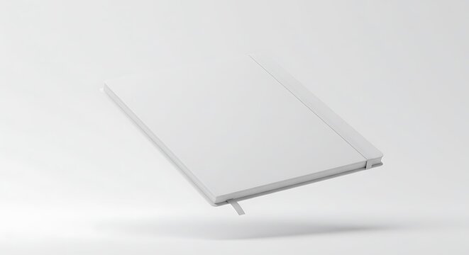 Blank Notebook Mockup with Ribbon, Minimalist on White Background