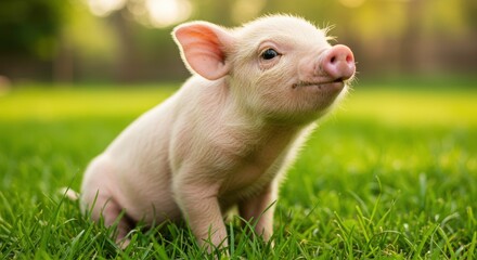 Adorable piglet basking in sunlight playful and cute a heartwarming farm scene