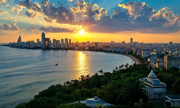Persian gulf country, city view at sunset 