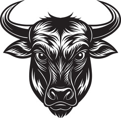 Bold silhouette of a cow head with clean lines, Cow Head Silhouette Vector , Farm Animal Clipart Design