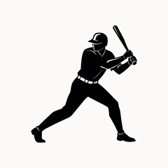 Baseball player silhouette vector silhouette on white background
