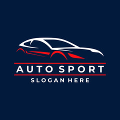 Car sport logo design vector template. Car line art logo vector