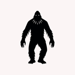 Bigfoot vector silhouette on white background