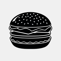 Burger vector silhouette on white background