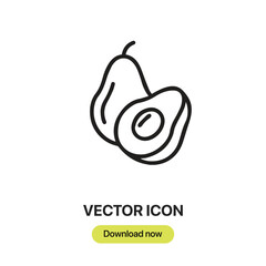 Avocado icon vector. Linear-style sign for mobile concept and web design. Avocado symbol illustration. Pixel vector graphics - Vector.