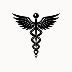 Caduceus health vector silhouette on white background