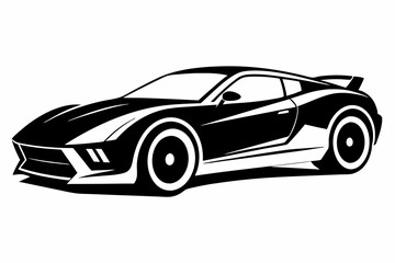 sports car silhouette line art vector illustration with a white background