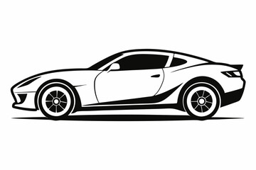 sports car silhouette line art vector illustration with a white background