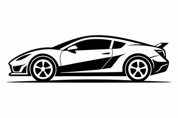 sports car silhouette line art vector illustration with a white background
